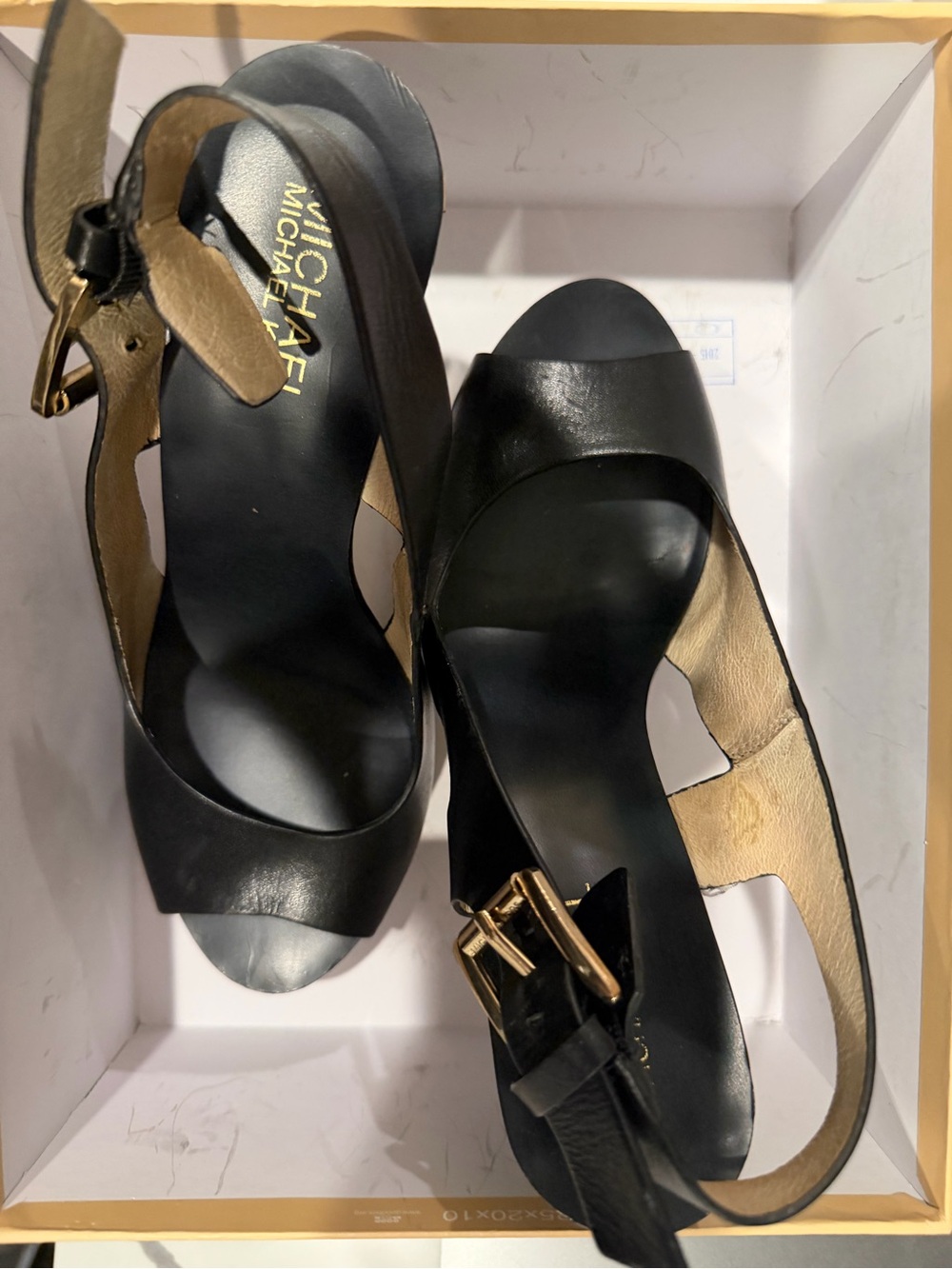 Michael Kors Black Leather Open-Toe Slingback Heels